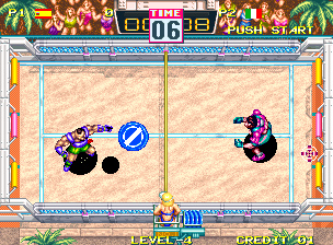 Match espagne italie dans le jeu de frisbee windjammers neogeo aes